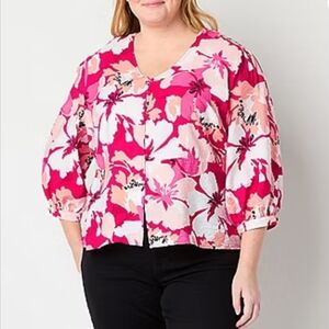 Liz Claiborne Floral Pink Blouse